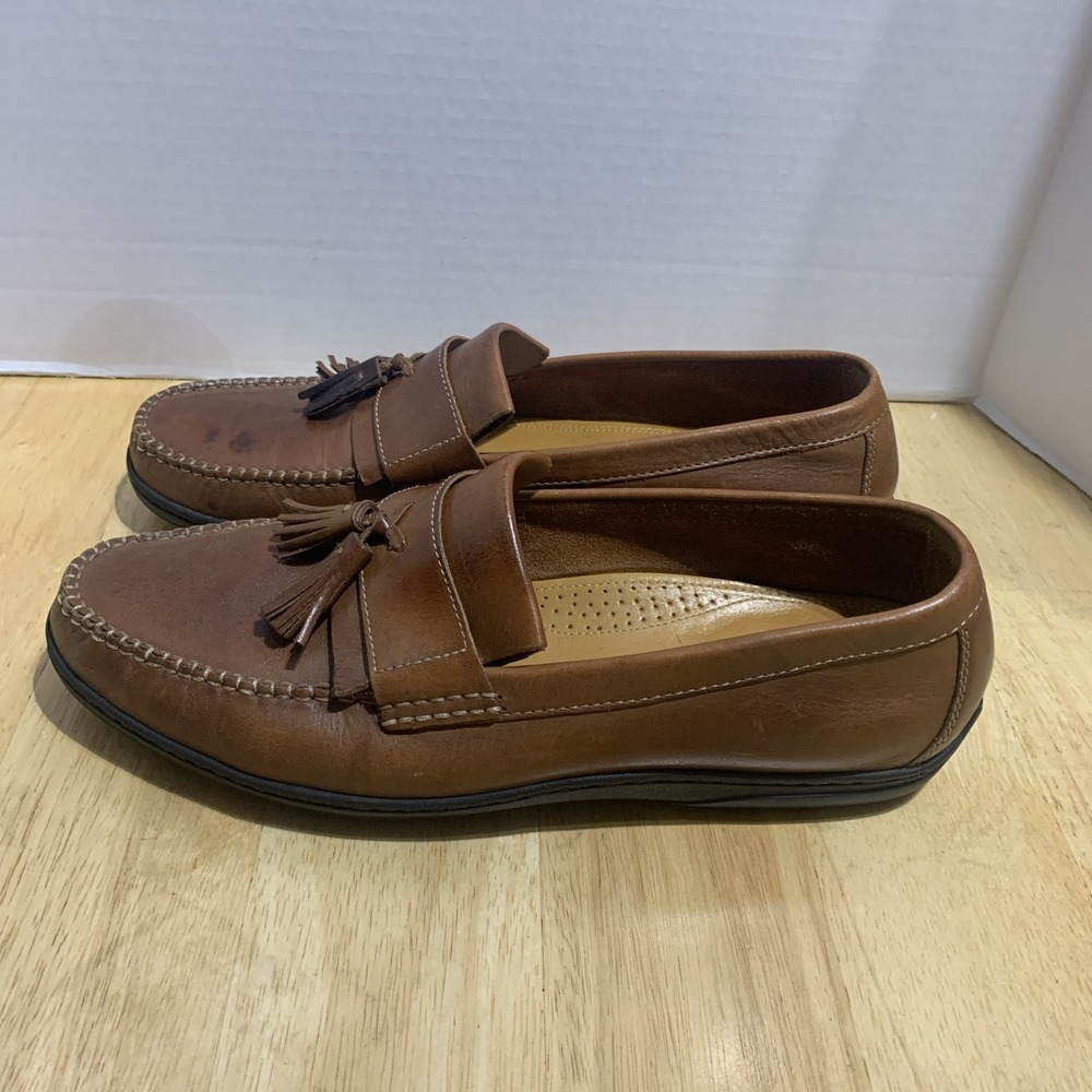 COLE HAAN Mens Size 10.5Brown British Leather Tassle Loafers Shoes Made in India